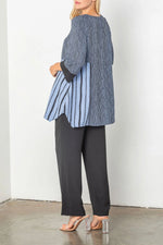 IC Collection Blue Stripe Tunic With Zipper Style 4197T