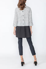 IC Collection Black and White Blouse With Contrast Pocket Zip Style 4281J