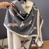 Winding River Shawl Gray / Ivory Dragonflies Reversible Wrap S25