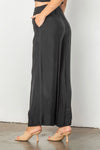 IC Collection Black Wide Leg Elastic Waist Pant Style 4453P