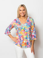 Snoskins Viscose Prints V-Neck top with Flounce sleeves 44566-25S