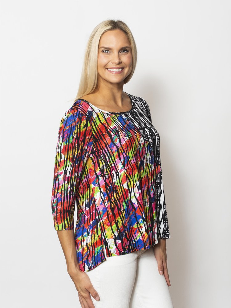 Snoskins Viscose Prints V-Neck top with Flounce sleeves 44566-25S