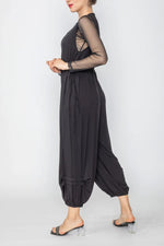 IC Collection Black Round Neck Sleeveless Jumpsuit Style 4469JS