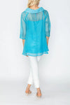 IC Collection COWL NECK 3/4 SLEEVE SEE-THROUGH FABRIC TOP Style 4518T