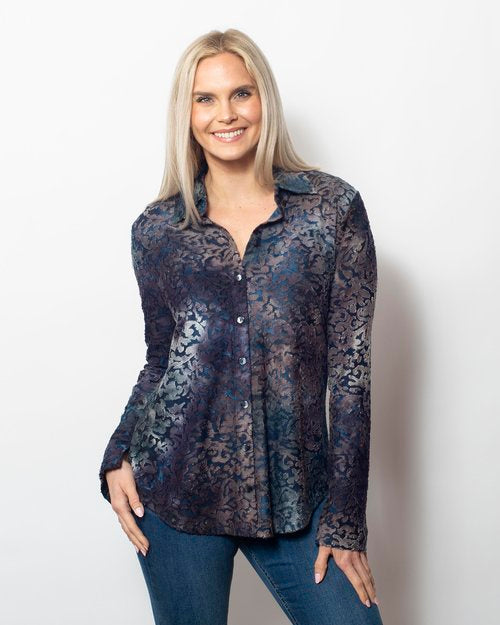 Snoskins Tie Dye Burnout Eyelash Button-up shirt 45485-F24