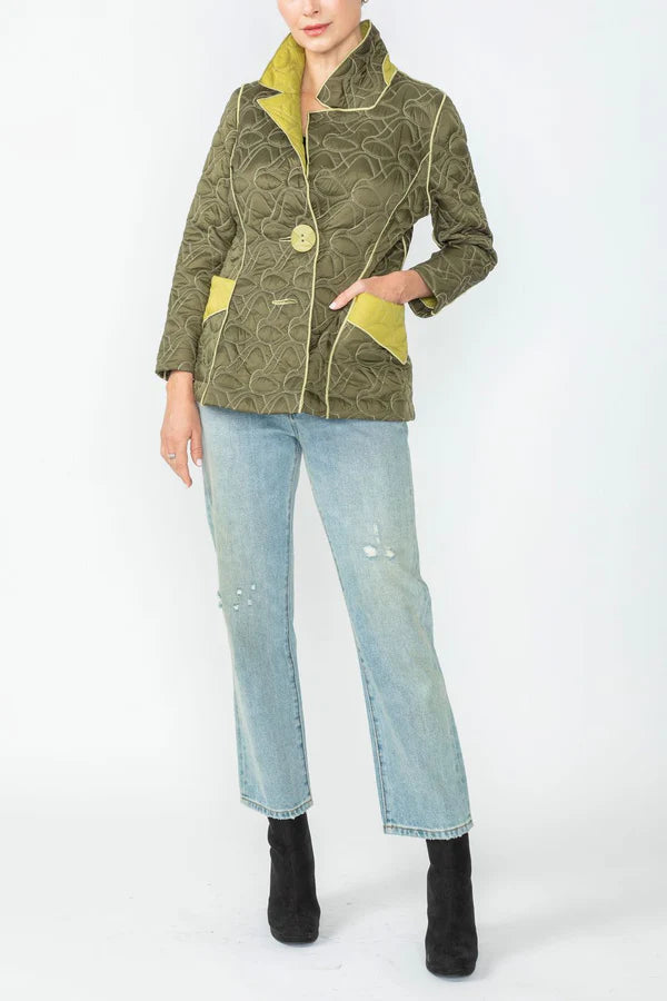 IC Collection Jacket 4790J Charcoal and Caramel, Olive and Lime