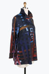 Damee Paint Stroke Plaid Button Patch Coat 4819-MLT