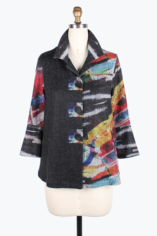 Damee Colorful Stripe Button Patch Jacket 4833-mlt