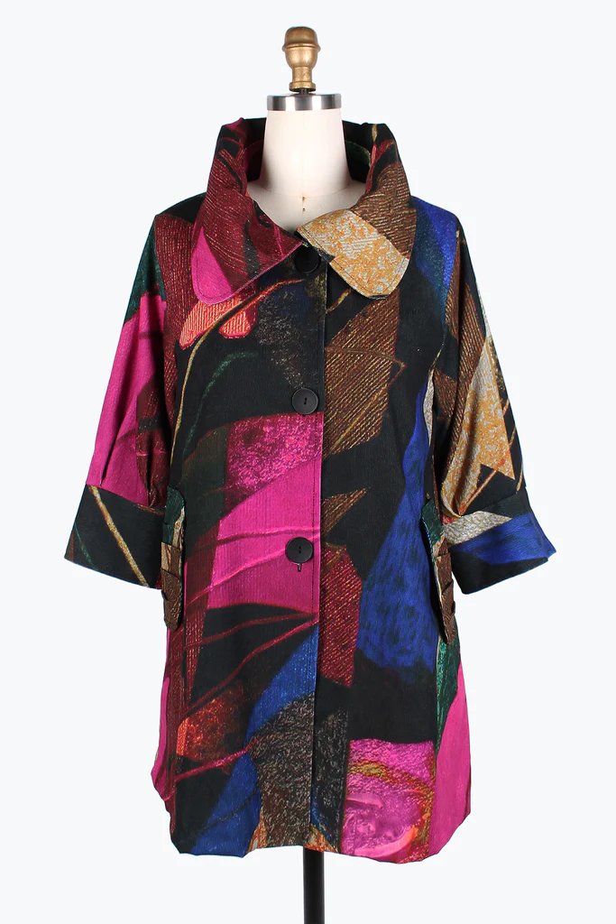 Damee Abstract Painting Micro-Cord Swing Jacket 4842-MLT