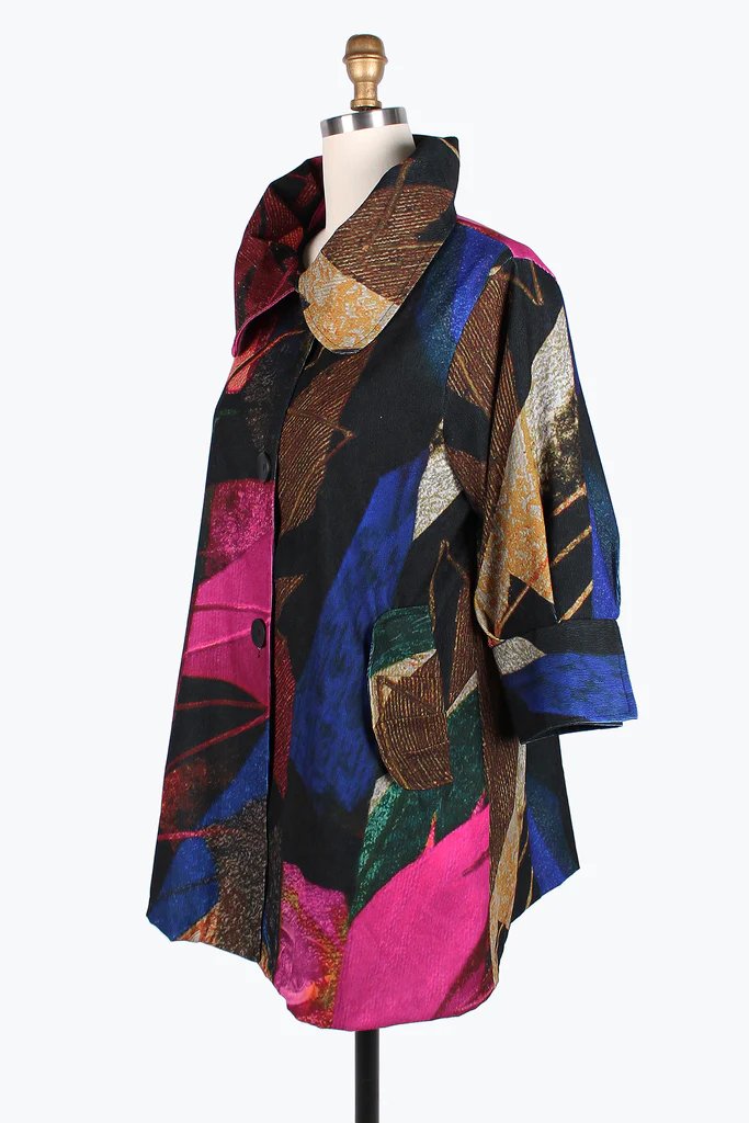 Damee Abstract Painting Micro-Cord Swing Jacket 4842-MLT