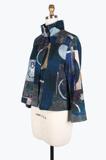 Damee Multi pattern Biker Jacket 4852-Blue