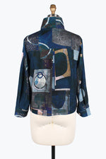 Damee Multi pattern Biker Jacket 4852-Blue