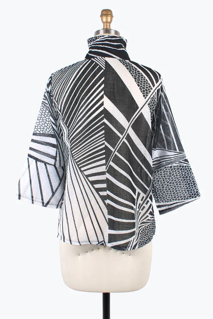 Damee Abstract Pattern Button Patch Jacket 4878-BLK