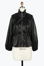 Damee Vegan Leather Drawstring Jacket 4899-blkF24