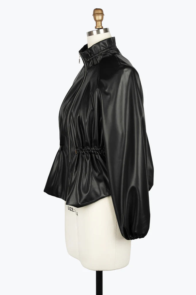 Damee Vegan Leather Drawstring Jacket 4899-blkF24