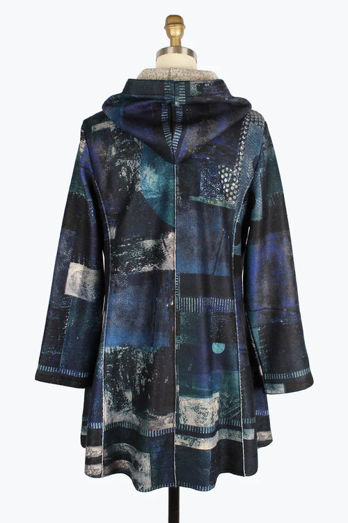 Damee Oil Painting Hooded Coat 4904-BLU F24