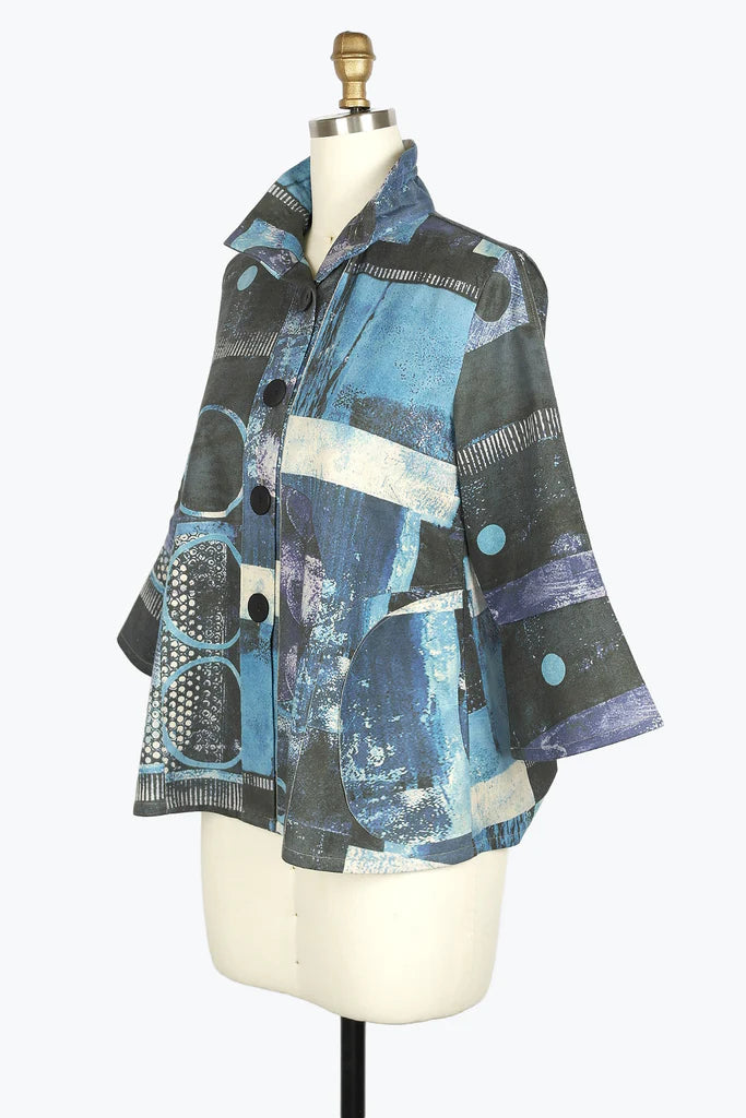 Damee Oil Painting Micro-Suede Jacket 4909-BLU F24