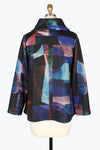 Damee Abstract Painting Puffy Collaar Jacket 4911-BLU