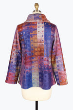 Damee Abstract Painting Puffy Collar Jacket 4912-PNK