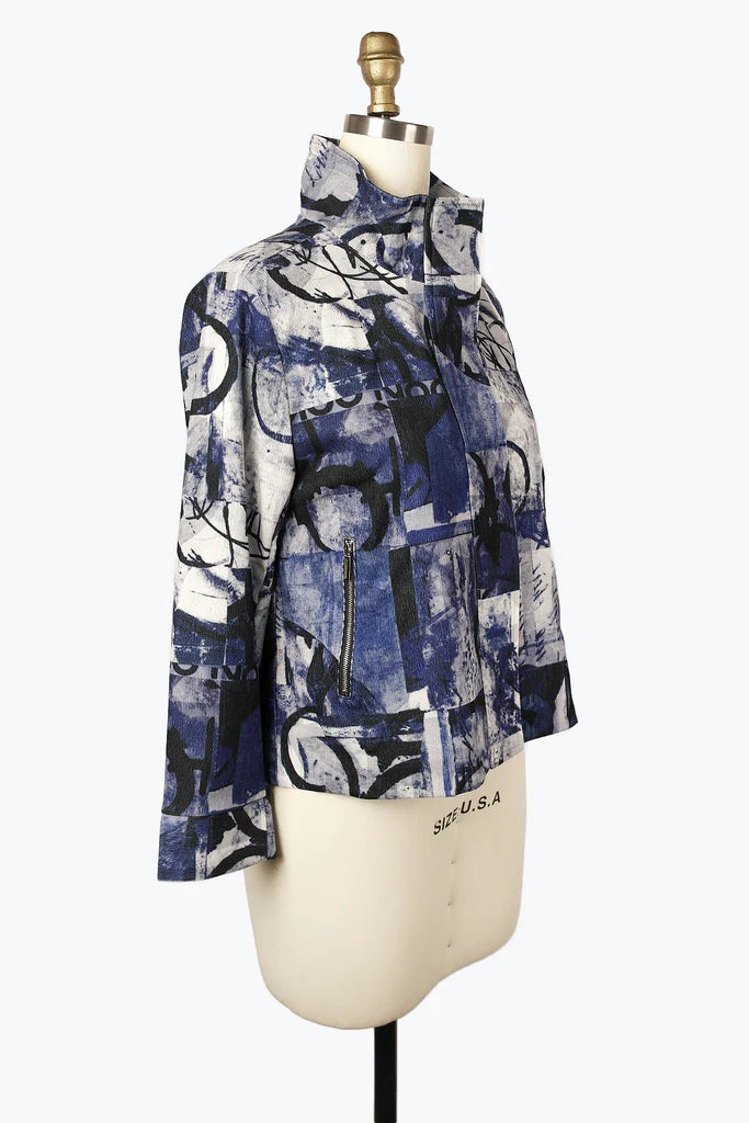 Damee  Multi-Print Biker Jacket 4913-BLU F24