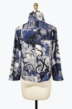 Damee  Multi-Print Biker Jacket 4913-BLU F24