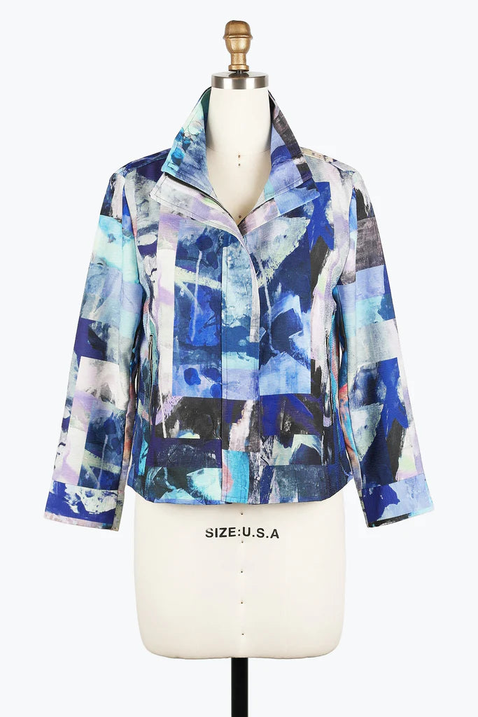 Damee 4954-MLT S25 Abstract Painting Biker Jacket