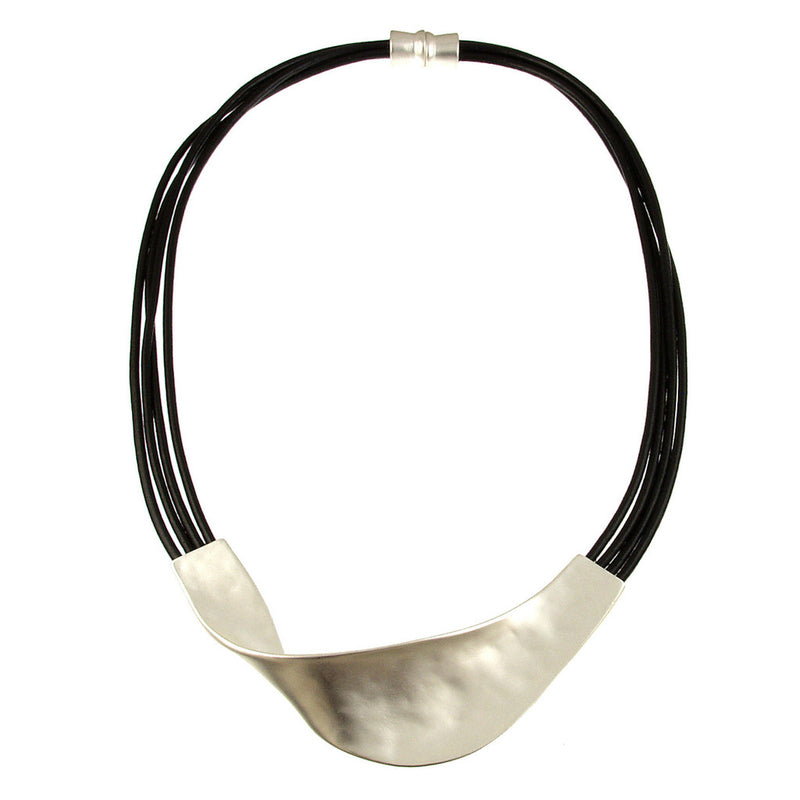 Origin 5189-4 - MATTE SILVER/BLACK TWIST LEATHER NECKLACE - 18" BEST SELLER!