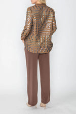 IC Collection Mocha Mix Metallic Asymmetrical Jacket Style 5341J