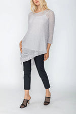 IC Collection Gray Drape Pocket Mesh Tunic Top Style 5483T