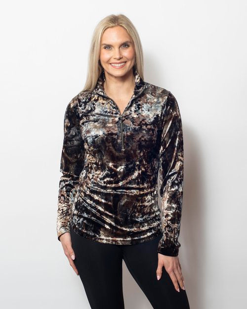 Snoskins Marble Velvet Zip Neck 56626-24F