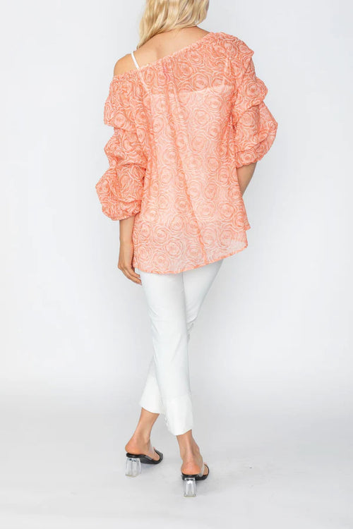 IC Collection Peach Tuck Sleeve Tunic W/ Lining Style 5727T