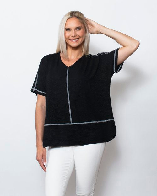 Snoskins Seersucker Knit V-Neck # Style 77585-24S