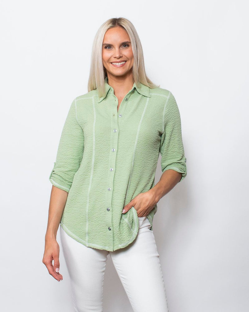 Snoskins Seersucker Knit V-Neck # Style 77585-24S