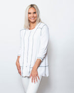 Snoskins Seersucker Knit Cardigan with 3/4 Rouched sleeves77587-24S