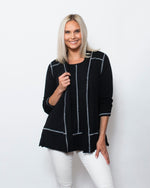 Snoskins Seersucker Knit Cardigan with 3/4 Rouched sleeves77587-24S