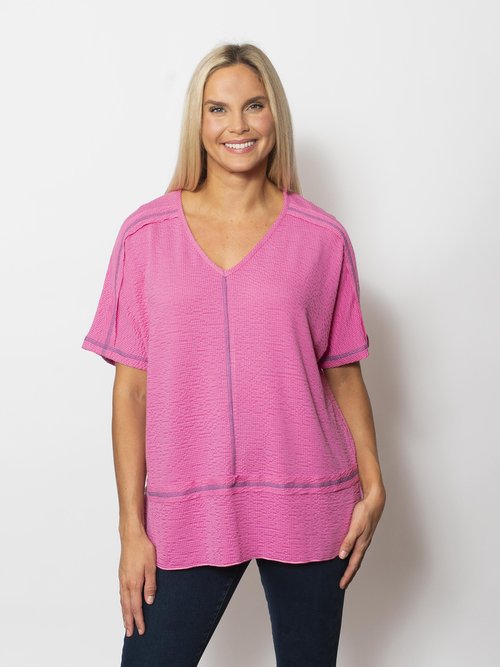 Snoskins Seersucker V-Neck Boyfriend with Matching thread 77661-S25