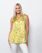 Snoskins Printed Charmeuse Sleeveless Button Front Top 68604-24S