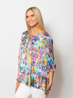 Snoskins Printed Charmeuse Peasant Top 68655-25S