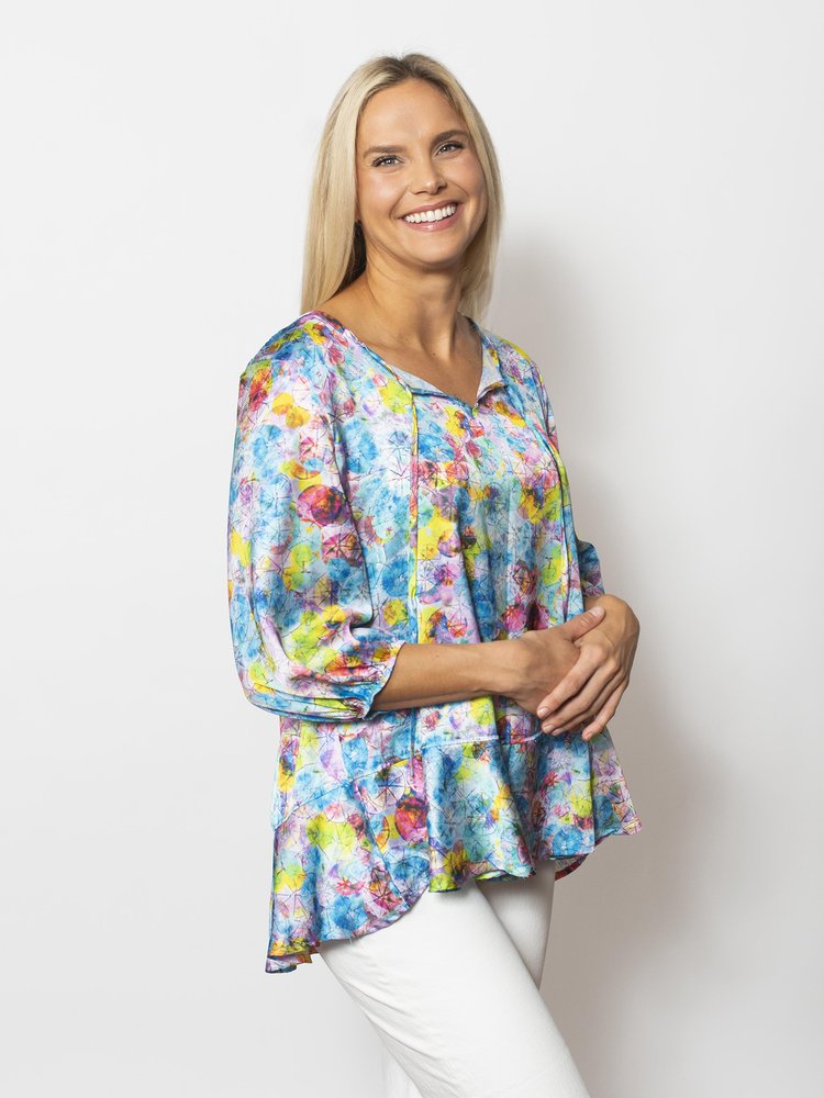 Snoskins Printed Charmeuse Peasant Top 68655-25S