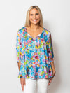 Snoskins Printed Charmeuse Peasant Top 68655-25S