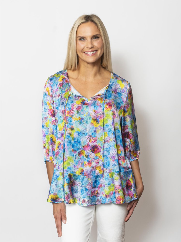 Snoskins Printed Charmeuse Peasant Top 68655-25S