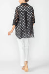 IC Collection Irregular Clipping Long Sleeve Polka Dot Blouse 7024B S25