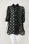 IC Collection Irregular Clipping Long Sleeve Polka Dot Blouse 7024B S25