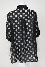 IC Collection Irregular Clipping Long Sleeve Polka Dot Blouse 7024B S25