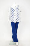 IC Collection Irregular Clipping Long Sleeve Polka Dot Blouse 7024B S25