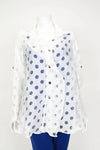 IC Collection Irregular Clipping Long Sleeve Polka Dot Blouse 7024B S25