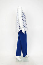 IC Collection Irregular Clipping Long Sleeve Polka Dot Blouse 7024B S25