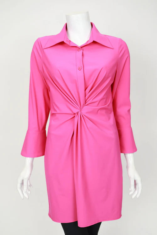 IC Collection Shirt Collar Front Twist Tunic 7029B S25