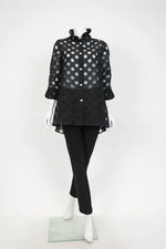 IC Collection Irregular Clipping Long Sleeve Polka Dot Blouse 7024B S25