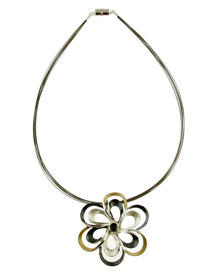 Origin Silver Flower Pendant Necklace Style 269